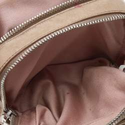 Pre Owned Miu Miu Beige Matelassé Leather Double Zip Crossbody Bag