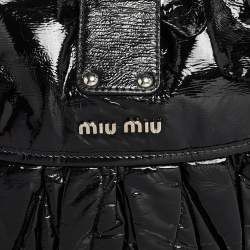 Miu Miu Black Matelassé Patent Leather Coffer Hobo