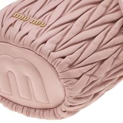 Pre Owned Miu Miu Pink Matelassé Leather Bucket Bag