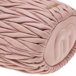 Pre Owned Miu Miu Pink Matelassé Leather Bucket Bag