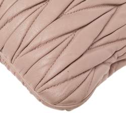Pre Owned  Miu Miu Blush Pink Matelassé Leather Clutch 