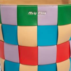 Pre Owned Miu Miu Multicolor Woven Leather Bucket Hobo