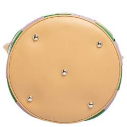 Pre Owned Miu Miu Multicolor Woven Leather Bucket Hobo