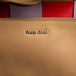 Pre Owned Miu Miu Multicolor Woven Leather Bucket Hobo
