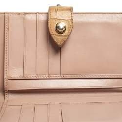 Miu Miu Beige Croc Embossed Leather Long Wallet