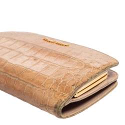 Miu Miu Beige Croc Embossed Leather Long Wallet