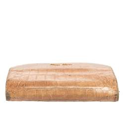 Miu Miu Beige Croc Embossed Leather Long Wallet