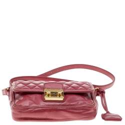 Miu Miu Red Quilted Leather Pushlock Flap Shoulder Bag