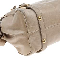 Miu Miu Grey Vitello Lux Leather Bow Satchel