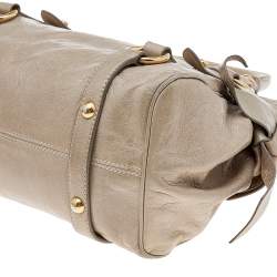 Miu Miu Grey Vitello Lux Leather Bow Satchel