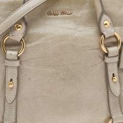 Miu Miu Grey Vitello Lux Leather Bow Satchel