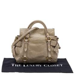 Miu Miu Grey Vitello Lux Leather Bow Satchel