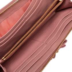 مملوكة مسبقًا محفظة  ميو ميو  سحاب محيط مزخرف كريستال جلد مرصع بفيونكة ورديه