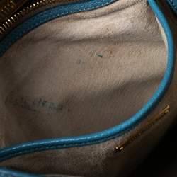 Miu Miu Blue Madras Leather Tote