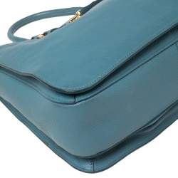 Miu Miu Blue Madras Leather Tote