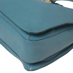 Miu Miu Blue Madras Leather Tote
