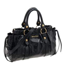 Miu Miu Black Vitello Lux Leather Tote