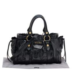 Miu Miu Black Vitello Lux Leather Tote