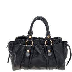 Miu Miu Black Vitello Lux Leather Tote