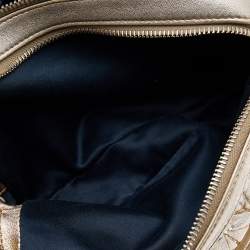 Pre Owned Miu Miu Metallic Gold Matelasse Leather Double Zip Crossbody Bag