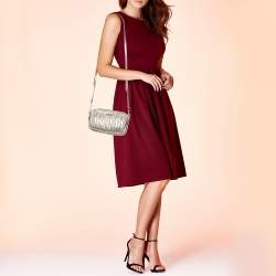 Pre Owned Miu Miu Metallic Gold Matelasse Leather Double Zip Crossbody Bag