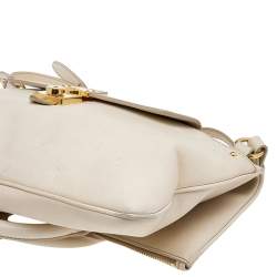 Miu Miu Cream Leather Fold Over Shoulder Bag