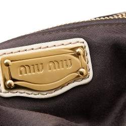 Miu Miu Cream Leather Fold Over Shoulder Bag