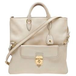 Miu Miu Cream Leather Fold Over Shoulder Bag