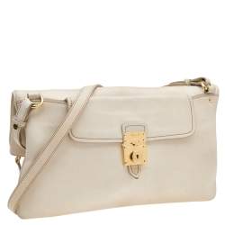 Miu Miu Cream Leather Fold Over Shoulder Bag