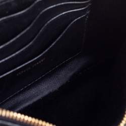 Pre Owned Miu Miu Black Matelassé Leather Zip Crossbody Bag