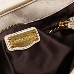 Miu Miu Off White Matelassé Leather Coffer Hobo