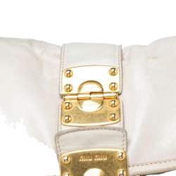 Miu Miu Off White Matelassé Leather Coffer Hobo
