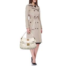 Miu Miu Off White Matelassé Leather Coffer Hobo