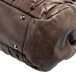Pre Owned Miu Miu Dark Grey Matelassé Leather Bauletto Bowler Bag