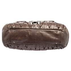 Pre Owned Miu Miu Dark Grey Matelassé Leather Bauletto Bowler Bag