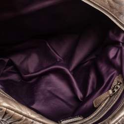 Pre Owned Miu Miu Dark Grey Matelassé Leather Bauletto Bowler Bag