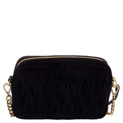 Pre Owned Miu Miu Black Matelasse Velvet Crossbody Bag