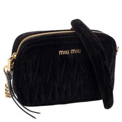 Pre Owned Miu Miu Black Matelasse Velvet Crossbody Bag
