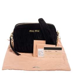 Pre Owned Miu Miu Black Matelasse Velvet Crossbody Bag