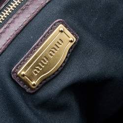 Pre Owned حقيبة يد توتس ميو ميو شوبر جلد ماتيلاس بني شيكولاتة كبيرة