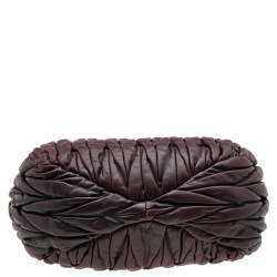 Pre Owned حقيبة يد توتس ميو ميو شوبر جلد ماتيلاس بني شيكولاتة كبيرة