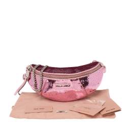 Miu Miu Pink Sequins and Leather Belt Bag