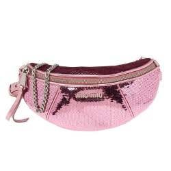 Miu Miu Pink Sequins and Leather Belt Bag