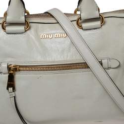 مملوكة مسبقًا Miu Miu Beige Vitello Shine Leather Bauletto Satchel