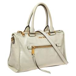 مملوكة مسبقًا Miu Miu Beige Vitello Shine Leather Bauletto Satchel