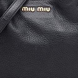 Pre Owned Miu Miu Black Vitello Phenix Leather Tote