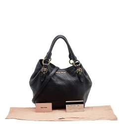 Pre Owned Miu Miu Black Vitello Phenix Leather Tote