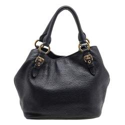 Pre Owned Miu Miu Black Vitello Phenix Leather Tote