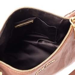 Miu Miu Brown Leather Eyelet Pochette Clutch