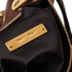 Miu Miu Brown Leather Eyelet Pochette Clutch